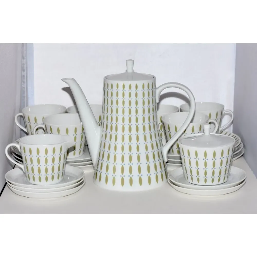 Melitta Zurich Luncheon Plates Coffee Tea Pot, Cup & Saucer 22pc MCM Modernism